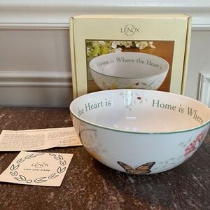 Vintage Lenox Butterfly Meadow Sentiment Bowl Home is Where The Heart Is